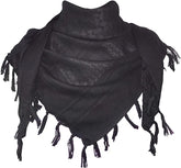 Black shemagh scarf for desert hiking, ideal for cooling and signalling, suitable for boxing and fitness activities.