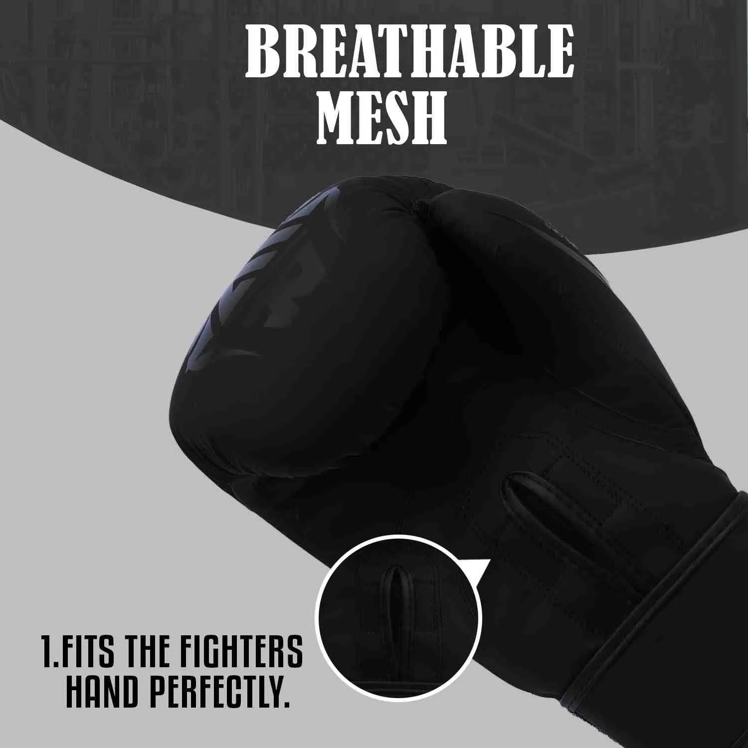 Breathable mesh boxing glove for beginners, kickboxing, MMA, and Muay Thai with EVA protection, fits hand perfectly.