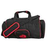 Classic black and red sport bag; ideal for boxing gear, fitness equipment, Jiu Jitsu, and Karate; durable and spacious 35L capacity.