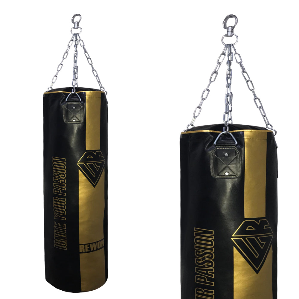Classic Training Punching Bag Empty Rewon for Boxing and Fitness, made of durable synthetic leather with sturdy hanging straps.