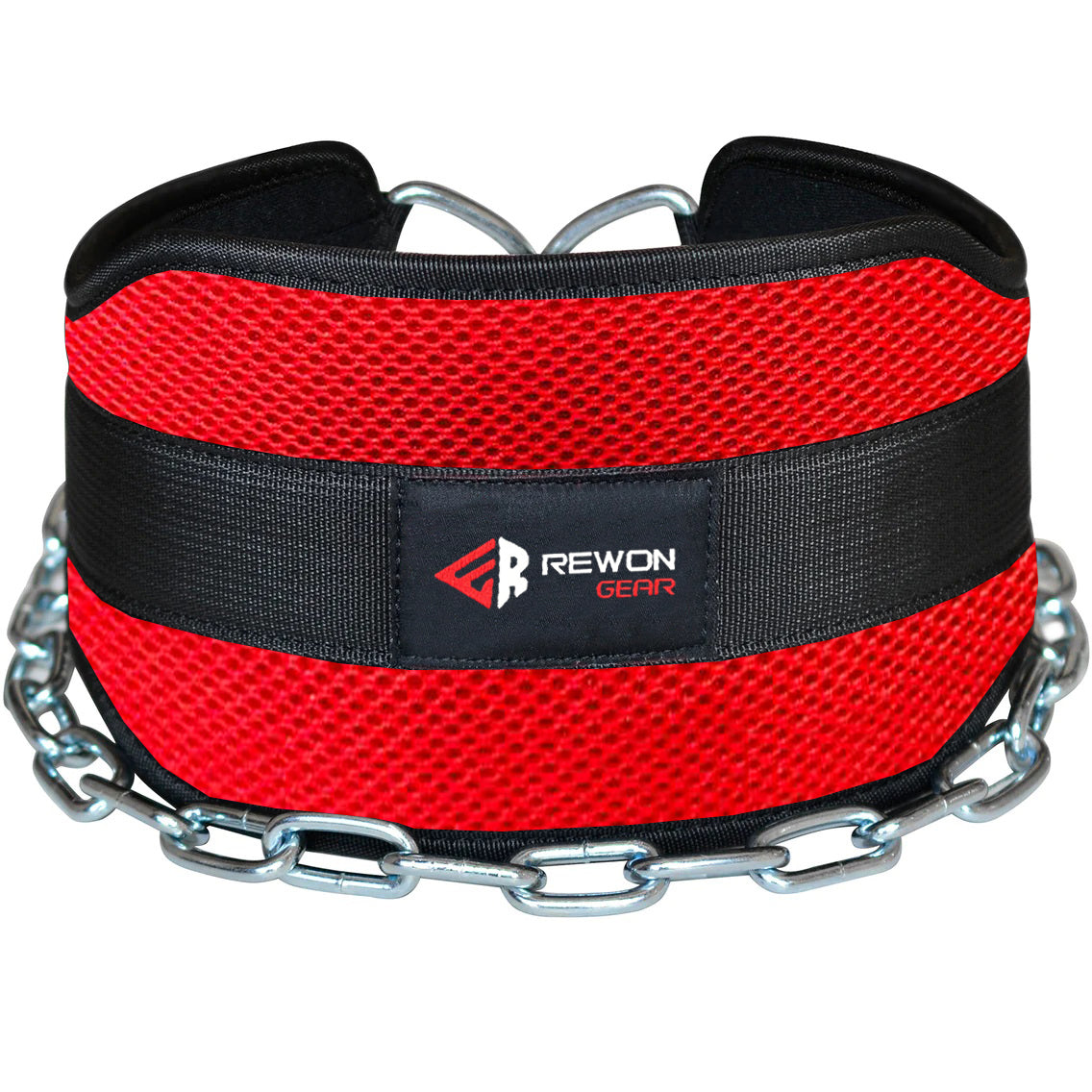 Verstellbarer Neopren Dip-Gürtel mit Stahlkette für Fitness, Boxen und Krafttraining, ideal für Dips und Klimmzüge.