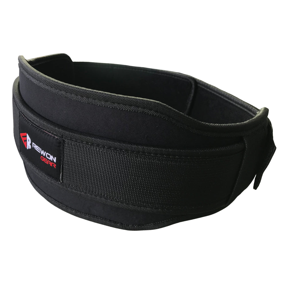 Rewon Double Neoprene Weightlifting Belt with Velcro closure, ideal for boxing and fitness workouts, offering support and comfort.