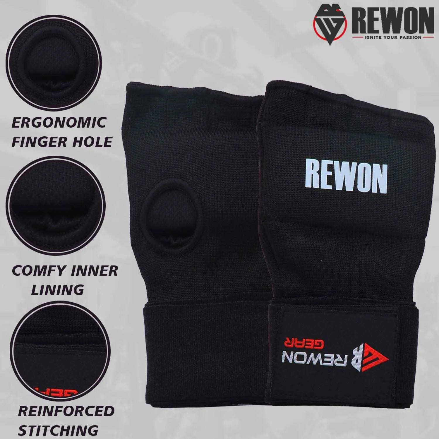 Rewon Handbandagen aus flexiblem Kohlefaser-Gelmaterial, ideal als Boxhandschuhe und Fitnesszubehör, für Boxtraining und MMA.