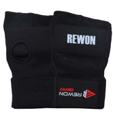 Schwarze Rewon Hand- und Gelbandagen für Boxen und Fitness, geeignet als Unterlage für Boxhandschuhe, MMA oder Boxsack-Training.