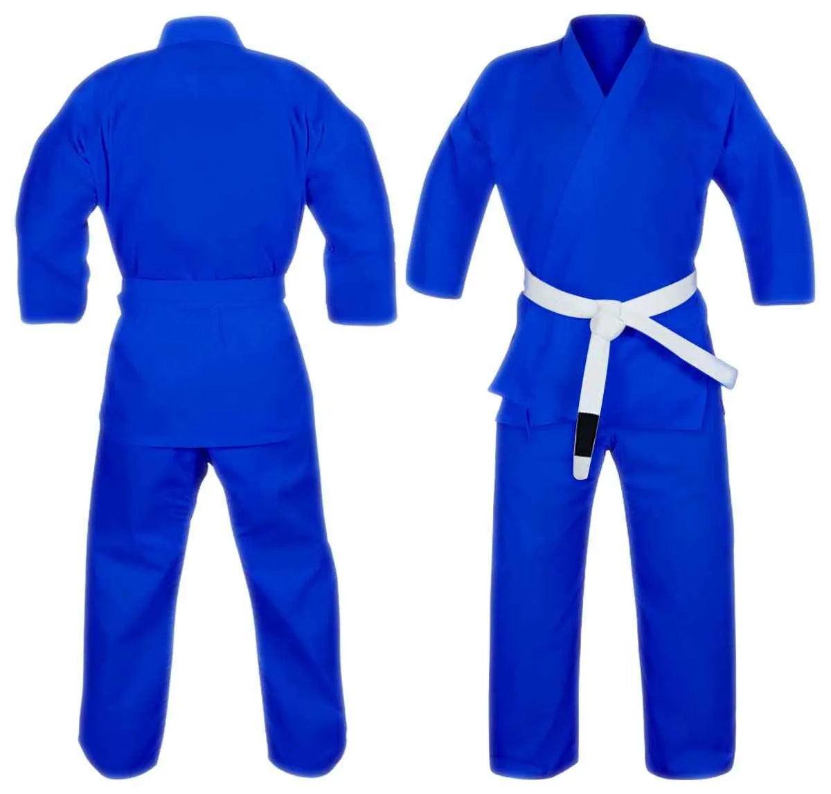 Blauer Kampfsport Gi Anzug mit weißem Gürtel für Ju Jutsu und BJJ, ideal für Boxtraining, MMA und Fitness, Boxbekleidung Herren/Damen