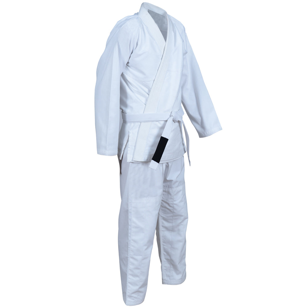 White Rewon Ju Jutsu Gi with Belt - Ideal for MMA, BJJ, and Fitness Boxing Training. Lightweight and Durable Martial Arts Uniform.