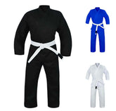 Rewon Ju Jutsu Gi BJJ Kimono in black with white belt, ideal for boxing fitness, available in multiple colors, includes boxing equipment keywords.