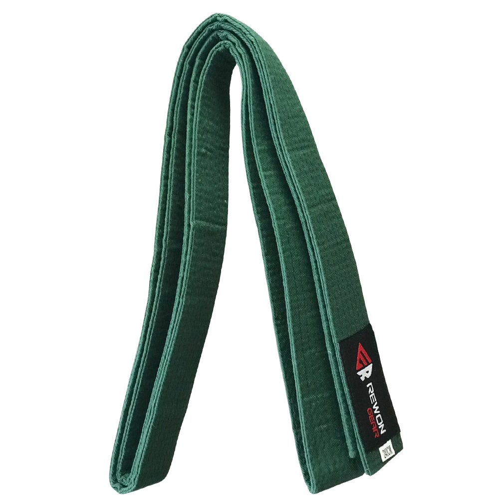 Green martial arts belt for Karate, Taekwondo, Judo. Durable with multiple seams, perfect for training and competition.