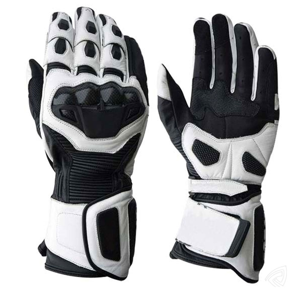 Leather & textile motorcycle gloves with breathable shell, waterproof, touchscreen features, protection for boxing and fitness use.