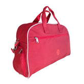 Rote Sporttasche mit Seitentasche und Schuhfach, ideal für Boxen und Fitnesszubehör, 35L Kapazität, robustes Material.