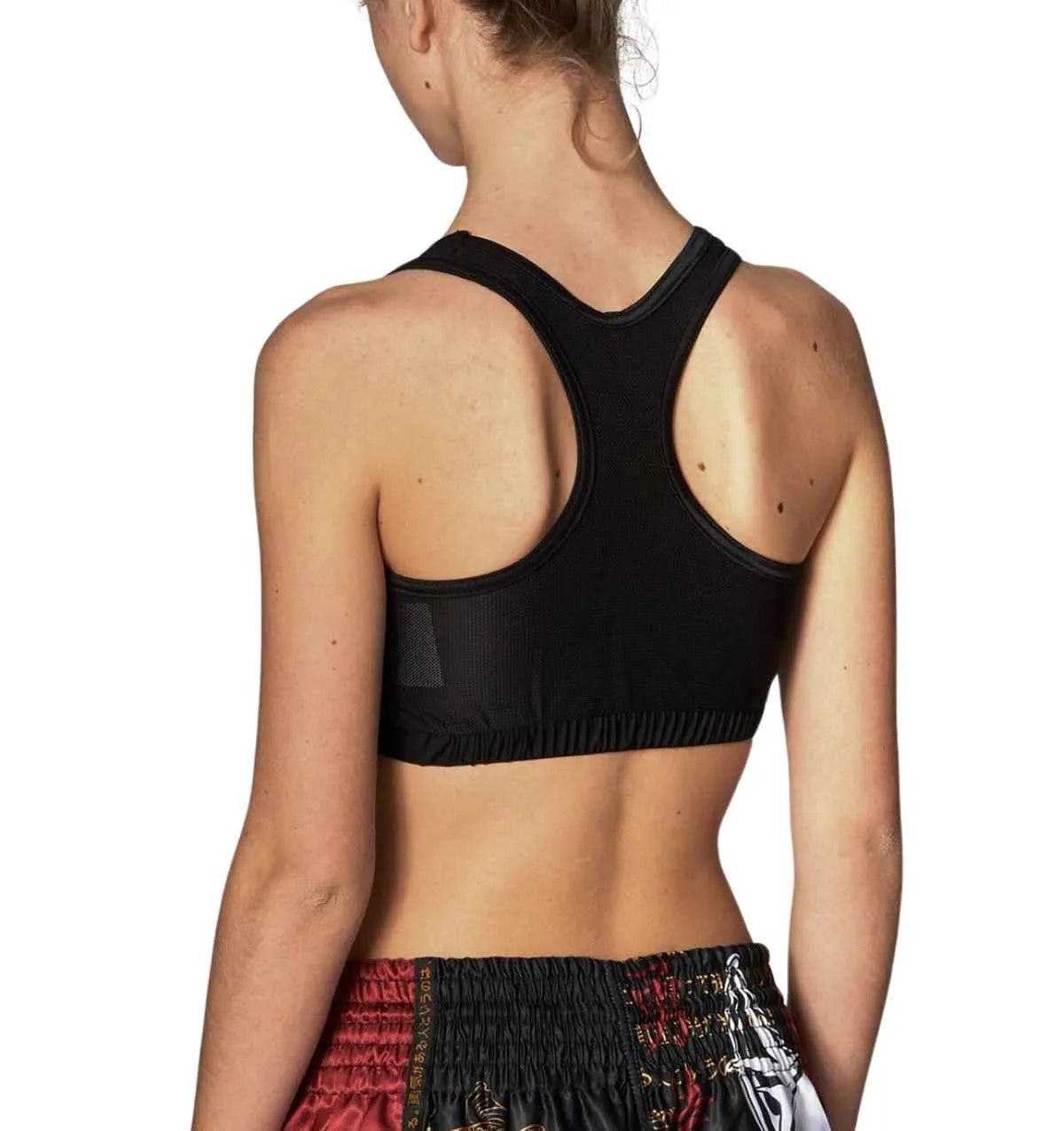 Rewon Brustschutz Damen in Schwarz, atmungsaktiver Schutz für Kampfsport und Fitness, ideal für Boxen und Kickboxen.