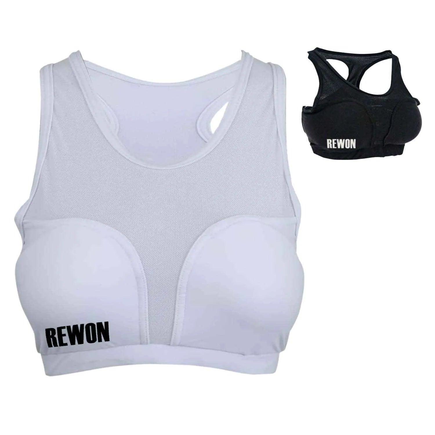 Rewon Damen Brustschutz Weiß für Kampfsport, ideal zum Boxen und Fitness, bietet Schutz und Bewegungsfreiheit, Boxausrüstung online.