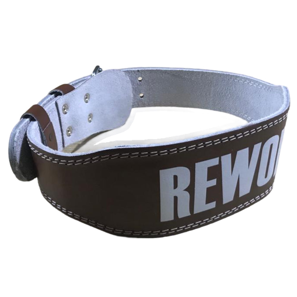 Rewon 4 Zoll echter Leder Gewichthebergürtel schwarz für Fitness, Bodybuilding und Box-Fitness Training, hochwertiger Rumpf- und Lendenschutz.