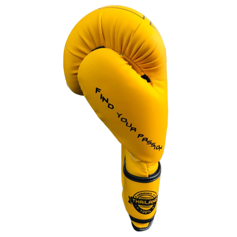 Rewon Excellence Boxhandschuhe R5 Gelb für Kickboxen und Muay Thai. Ideal für Boxtraining und Fitness kombiniert. Boxausrüstung online kaufen.