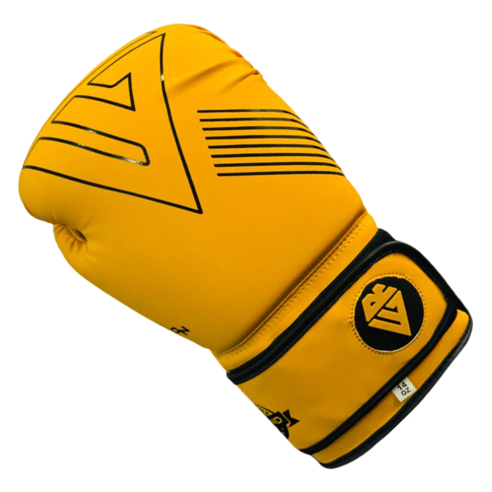 Gelber Rewon Excellence R5 Boxhandschuh aus Leder für Boxen und Fitness, ideal für Kickboxen und Muay Thai, online kaufen.