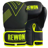 Rewon Excellence Boxing Gloves R5 Black for Kickboxing and Muay Thai, Durable Leather Equipment for Home Fitness and Training
