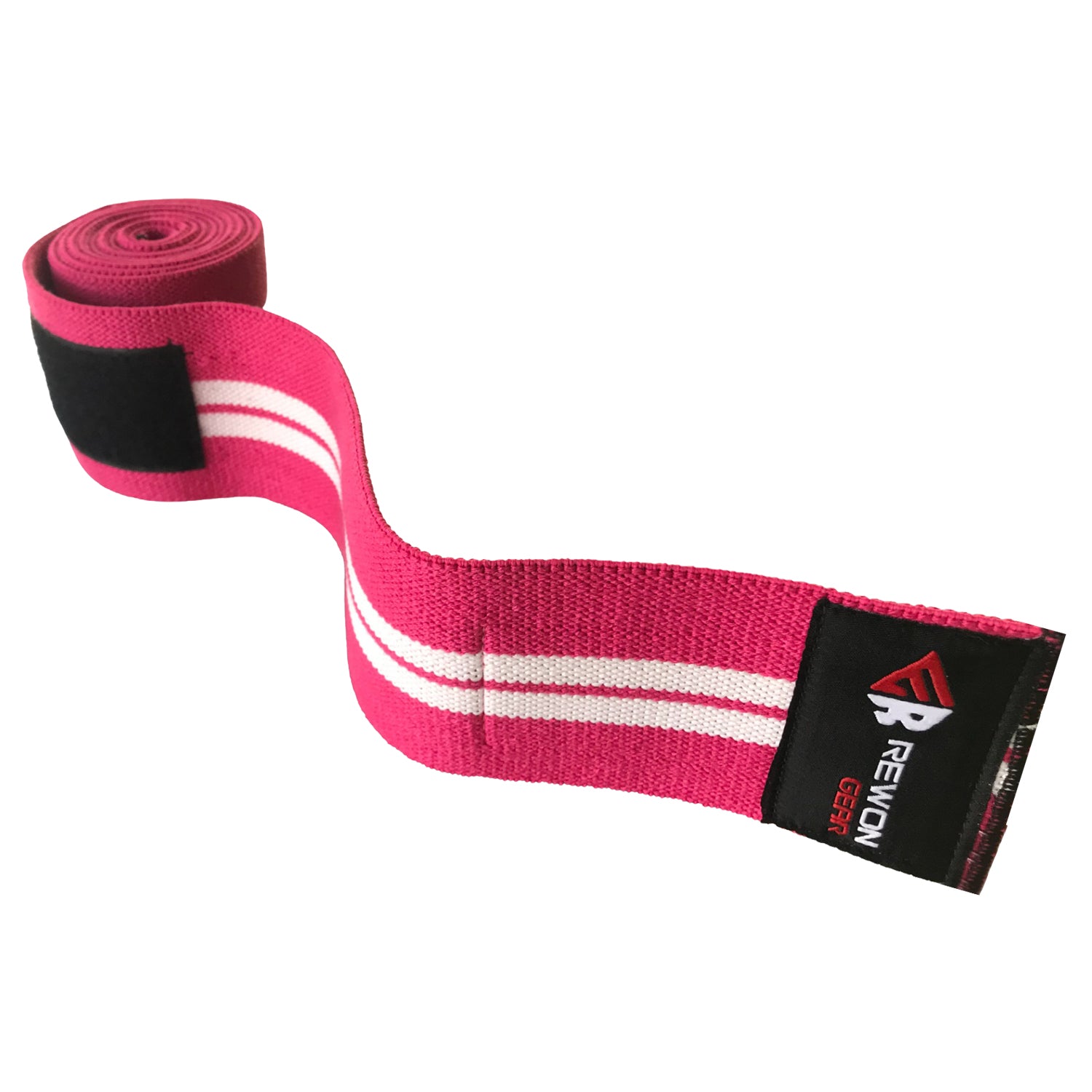 Pink Rewon Gear knee wraps for improved leg strength and stability in boxing and fitness training. Ideal for home workouts.