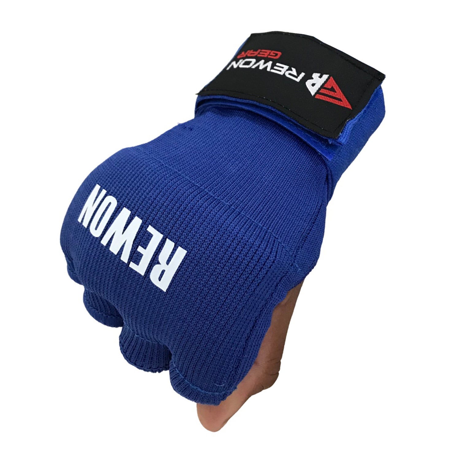 Blaue Rewon Handbandage aus Gel, ideal für Boxtraining und Fitness, bietet Schutz unter Box- oder MMA-Handschuhen. Elastisch und komfortabel.
