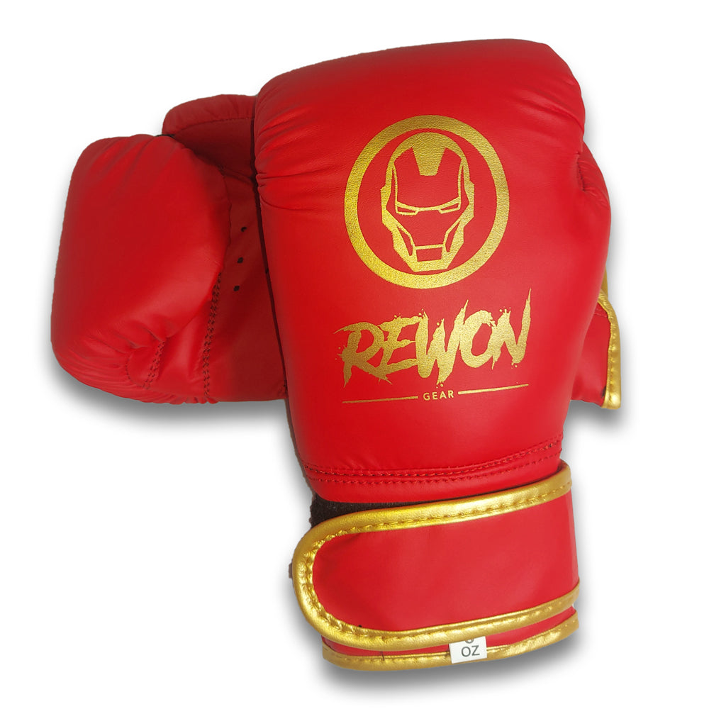 Rewon Kinder-Boxhandschuhe in Rot für Boxtraining mit effizienten Knöchelschutz, ideal für Boxen und Fitness Kombination.