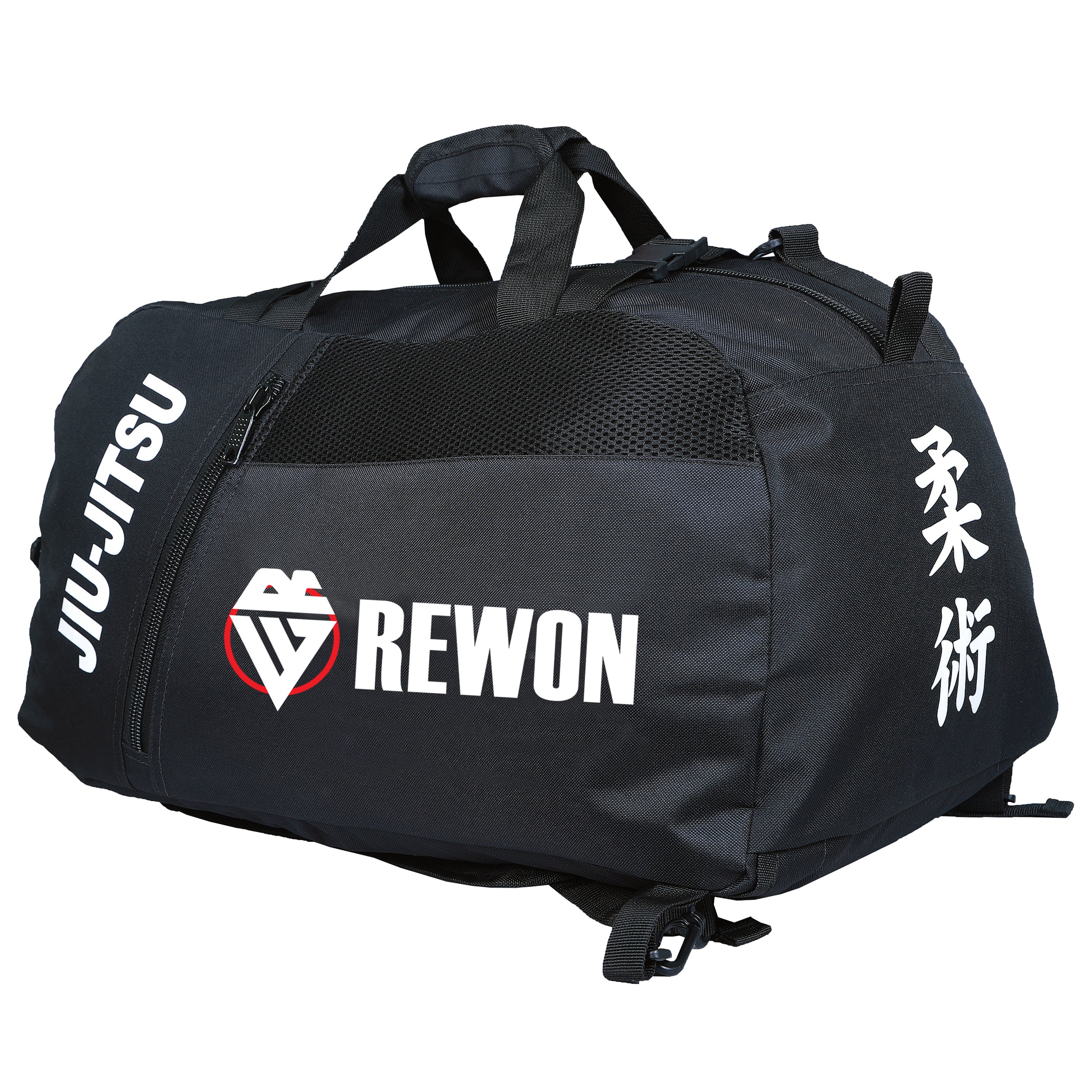 Rewon Sporttasche Schwarz/Weiß für Jiu Jitsu und Karate, ideal für Fitness und Reisen, aus robustem PU-Leder. #Boxausrüstung #Fitnessprodukte