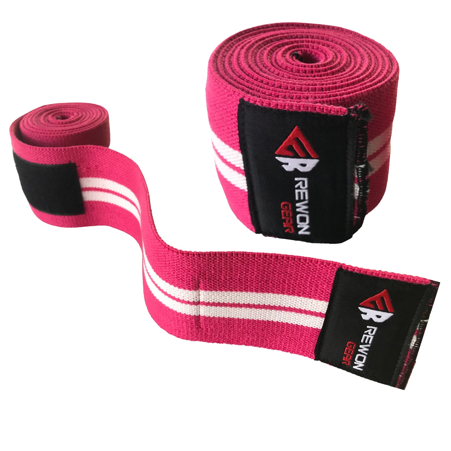 Rewon knee wraps for improved leg stability and strength in boxing and fitness training, featuring durable construction and vibrant design.