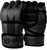 Rewon MMA Handschuhe Striker 2.0 in Schwarz, ideal für Boxen und Fitness-Training, aus Kunstleder mit doppelter Befestigung.