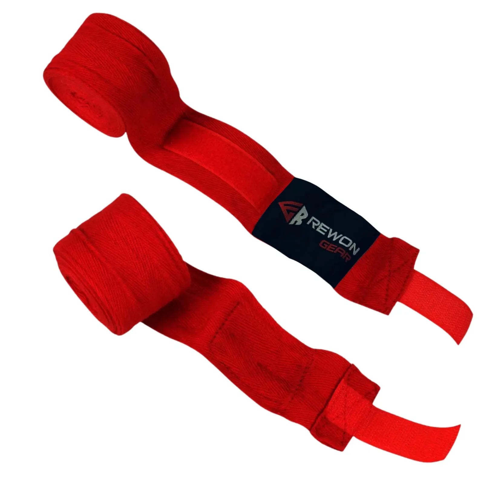 Red Rewon wrist wraps for boxing and fitness support, perfect for home training and martial arts. Boxen and fitness accessories.