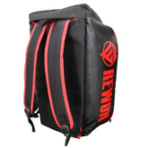 Schwarz/Rot Rewon Sporttasche, ideal für Jiu Jitsu, Karate und Gym, 60x30x30cm, aus Premium-PU-Leder, geeignet für Box- und Fitnessbedarf.