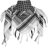 Black and white shemagh scarf for box training, fitness, and outdoor use. Ideal for staying cool or signaling while hiking.