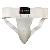 Tiefschutz Box-Jockstrap für MMA und Boxen, Rewon, in Weiß, super Support, breiter Bund, schweißableitend, bequemes Training