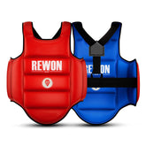 Wendebarer Brustschutz BLAU/ROT Rewon für Boxen, MMA und Fitness mit elastischen Bändern und Klettverschluss, ideal für Boxtraining.