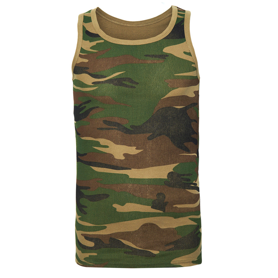 Camouflage men's tank top for boxing and fitness, 100% cotton. Ideal for boxtraining, fitness sessions, and gym wear.