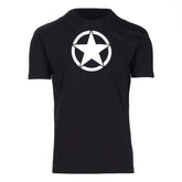 Black t-shirt with white star design, ideal for boxing and fitness enthusiasts, made of 100% cotton for a comfortable fit.