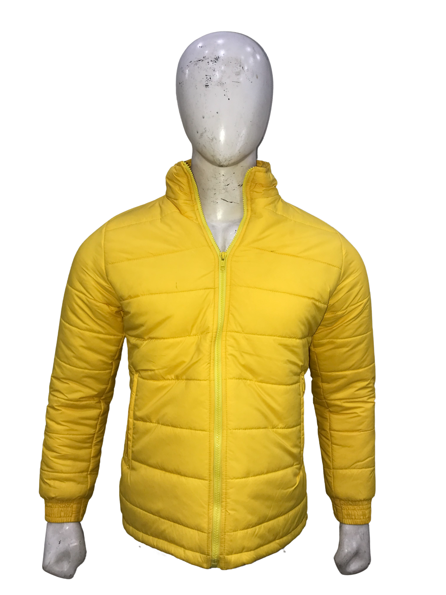 Men's Yellow Bubble Puffer Windbreaker Jacket - Winter, Hooded, Packable, Fashionable Design - Boxing and Fitness Keywords Included
