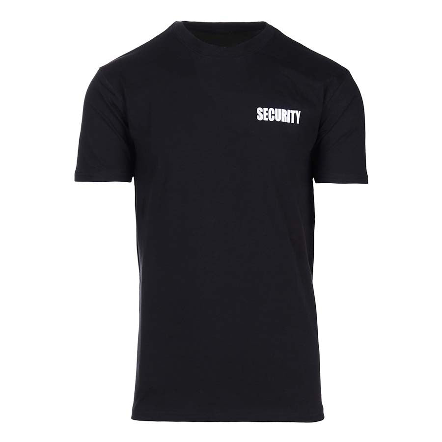 Black cotton 'Security' T-shirt with short sleeves, ideal for boxing and fitness training, comfortable fit for men and women.