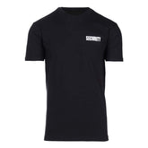 Black cotton 'Security' T-shirt with short sleeves, ideal for boxing and fitness training, comfortable fit for men and women.