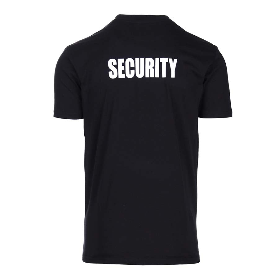 Black Security T-shirt with short sleeves, 100% cotton, ideal for boxing and fitness training. Perfect boxtraining apparel.