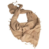 Shemagh scarf in beige, versatile for fitness boxing training and outdoor survival; aids cooling when wet, useful for signaling.