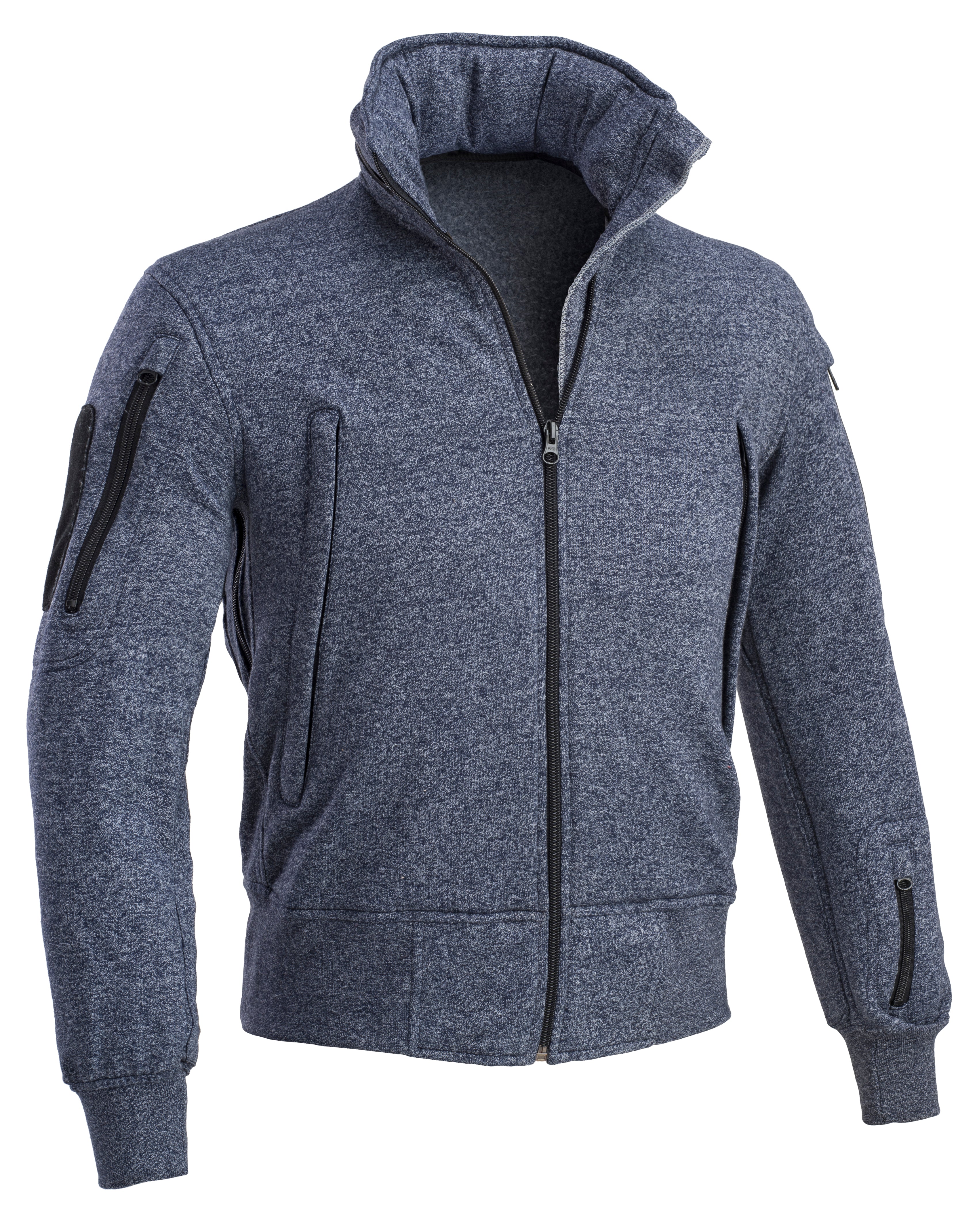 Tactical hoodie with hood, zip closure, side pockets, ideal for boxing and fitness, designed for wind protection, 100% cotton.