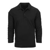 Black long sleeve polo quick dry T-shirt, 100% polyester, with pen pocket and Velcro sleeve, ideal for boxing and fitness training.