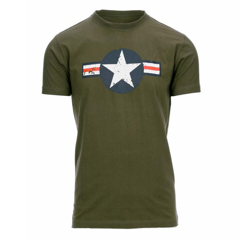 WW II T-shirt in olive green with military star design, 100% cotton, suitable for boxing training and fitness activities.