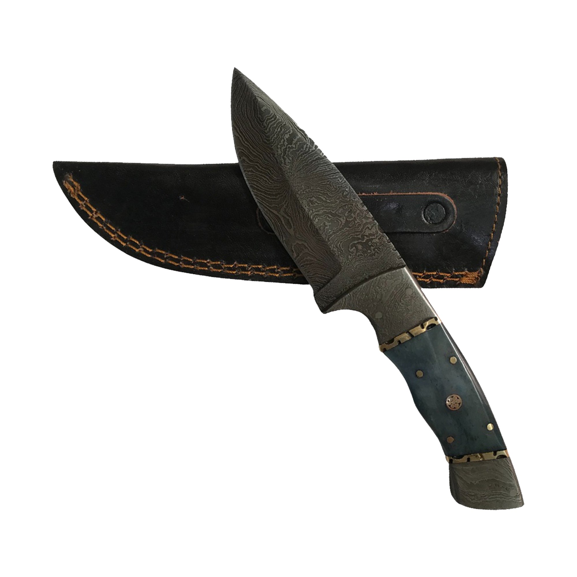 Hunting Knife Damascus with Leather Sheath and Fixed Handle Hunting Knife Damascus Pakka and Olive Wood Handle Survival Knife Knife Hunting knive hunting knife Hunting & Survival Knives Damascus Knives Damascus Knife Chef Knife Chef Knives