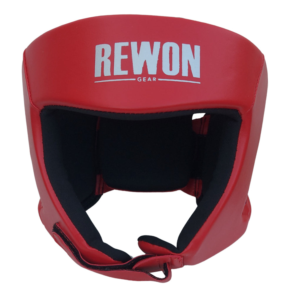 Rot Rewon Karate Kampfsporthelm für Boxen und MMA, umfassender Kopfschutz mit Schaumstoffpolsterung, geeignet für alle Level.