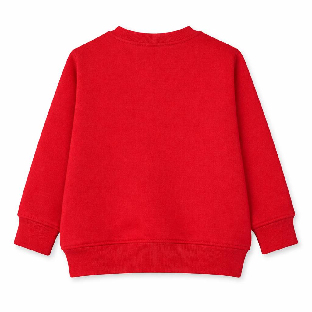 Kinder Sweatshirt – Bequemer Pullover für den Alltag für Jungen & Mädchen, Rückenansicht eines roten Pullovers.