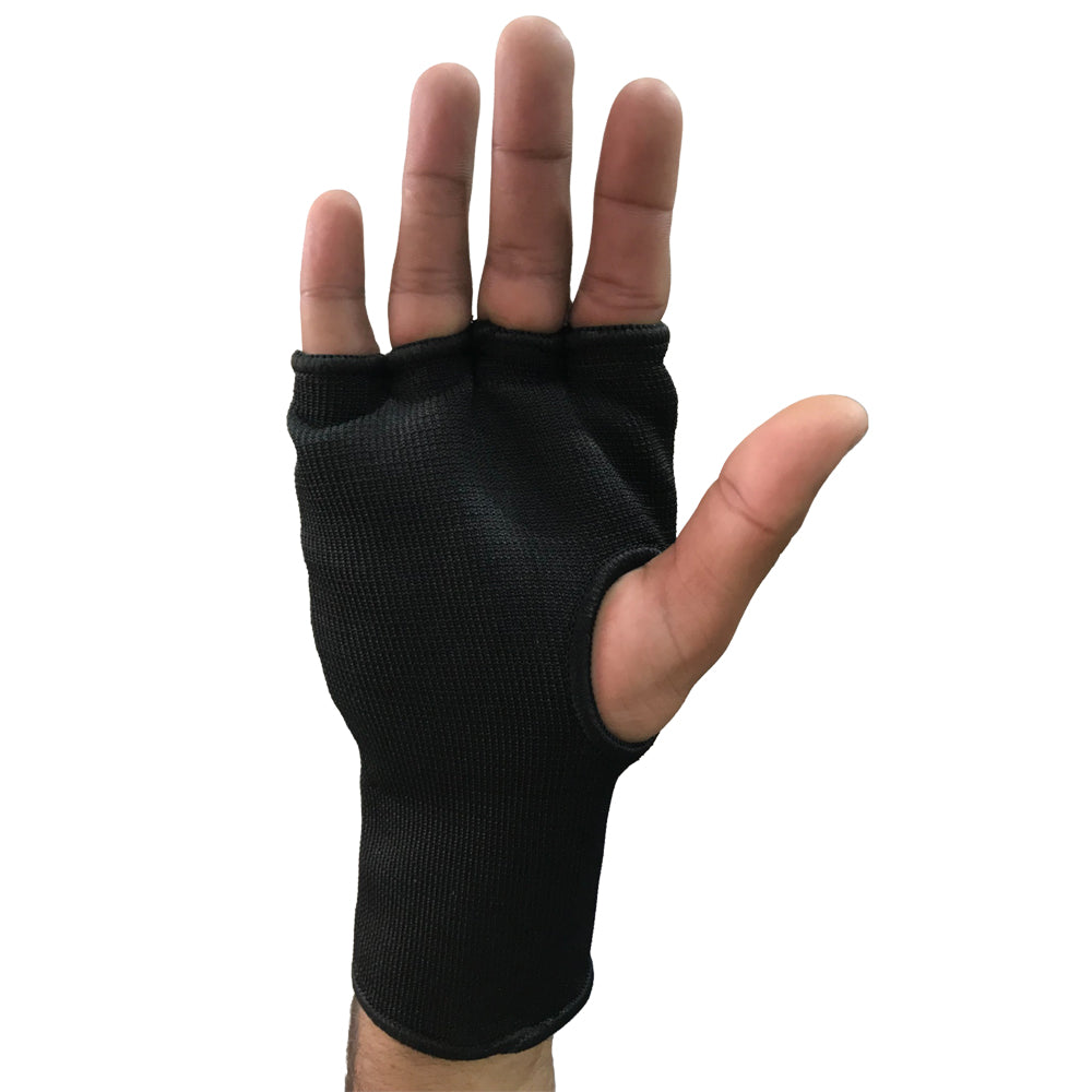 Schwarze Innenhandschuhe aus atmungsaktivem Kohlefasermaterial, ideal für Boxhandschuhe und Fitnesshandschuhe, bietet Halt und Schutz.