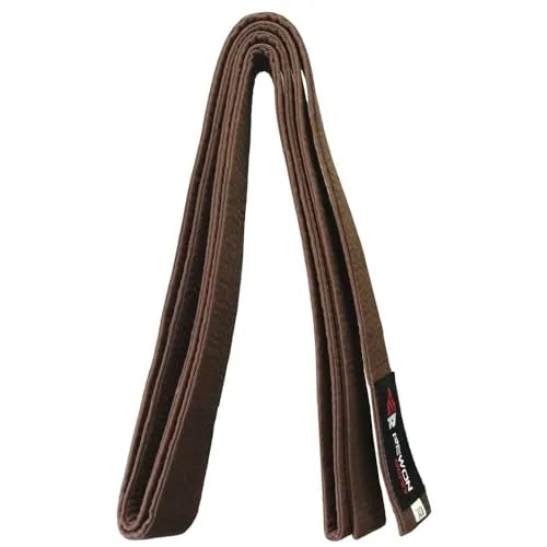 Karate brown belt with durable stitching, perfect for martial arts training, competitions, and easy washing. Available for purchase online.