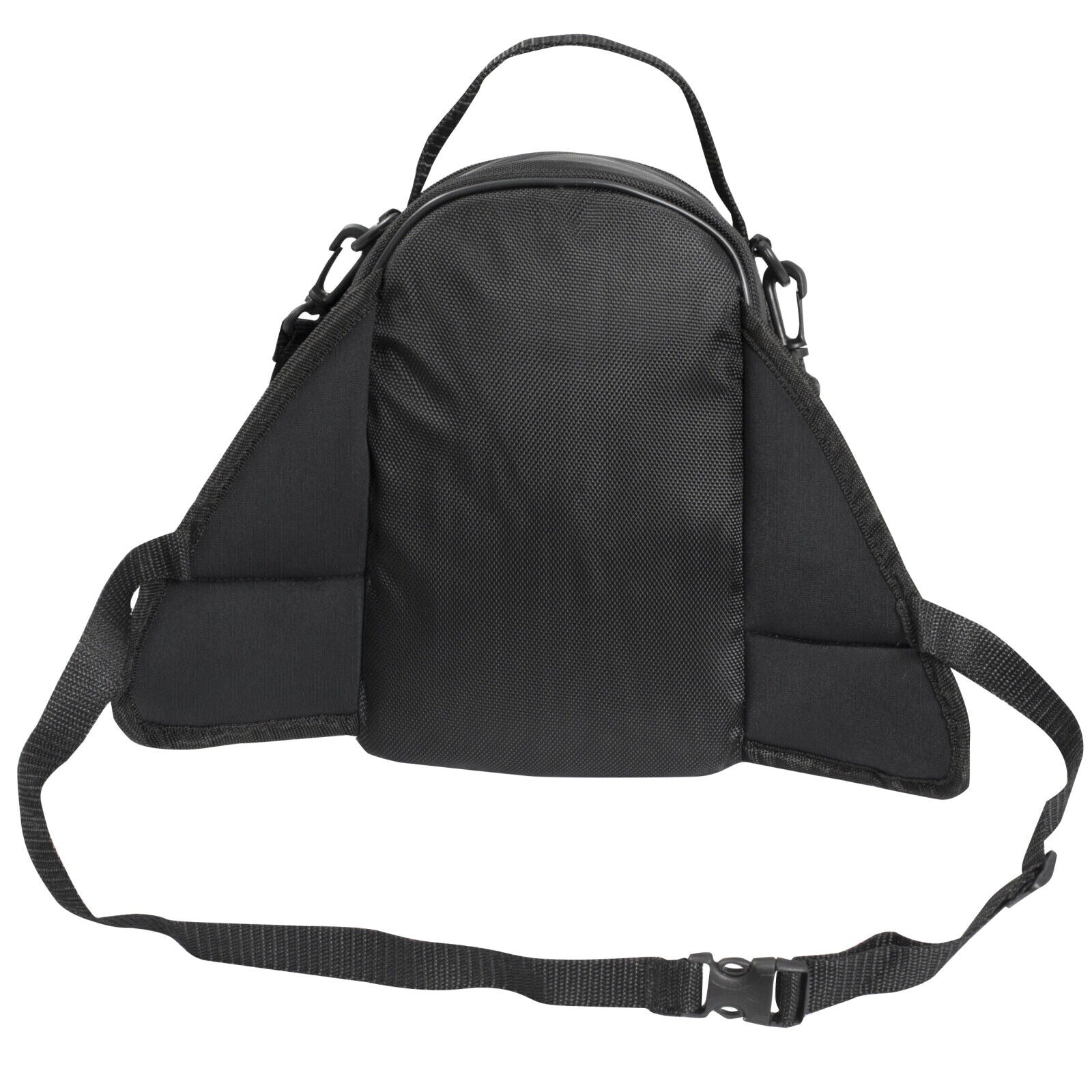 Black motorcycle tank bag textile with straps, large transparent window, and handle. Ideal for sport/touring. Includes rain cover and reflective inserts.