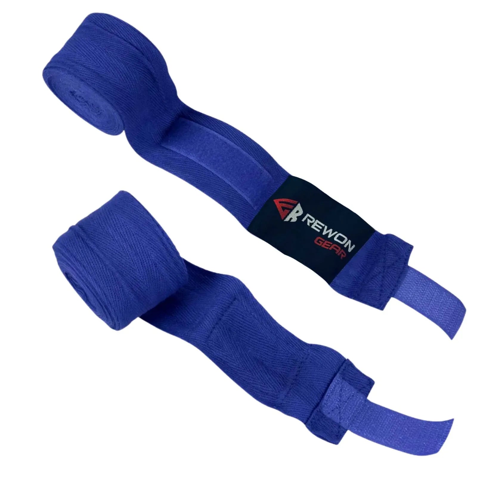 Blue Rewon wrist wraps for boxing, offering support and protection. Ideal for box training, kickboxing, MMA, and fitness activities.