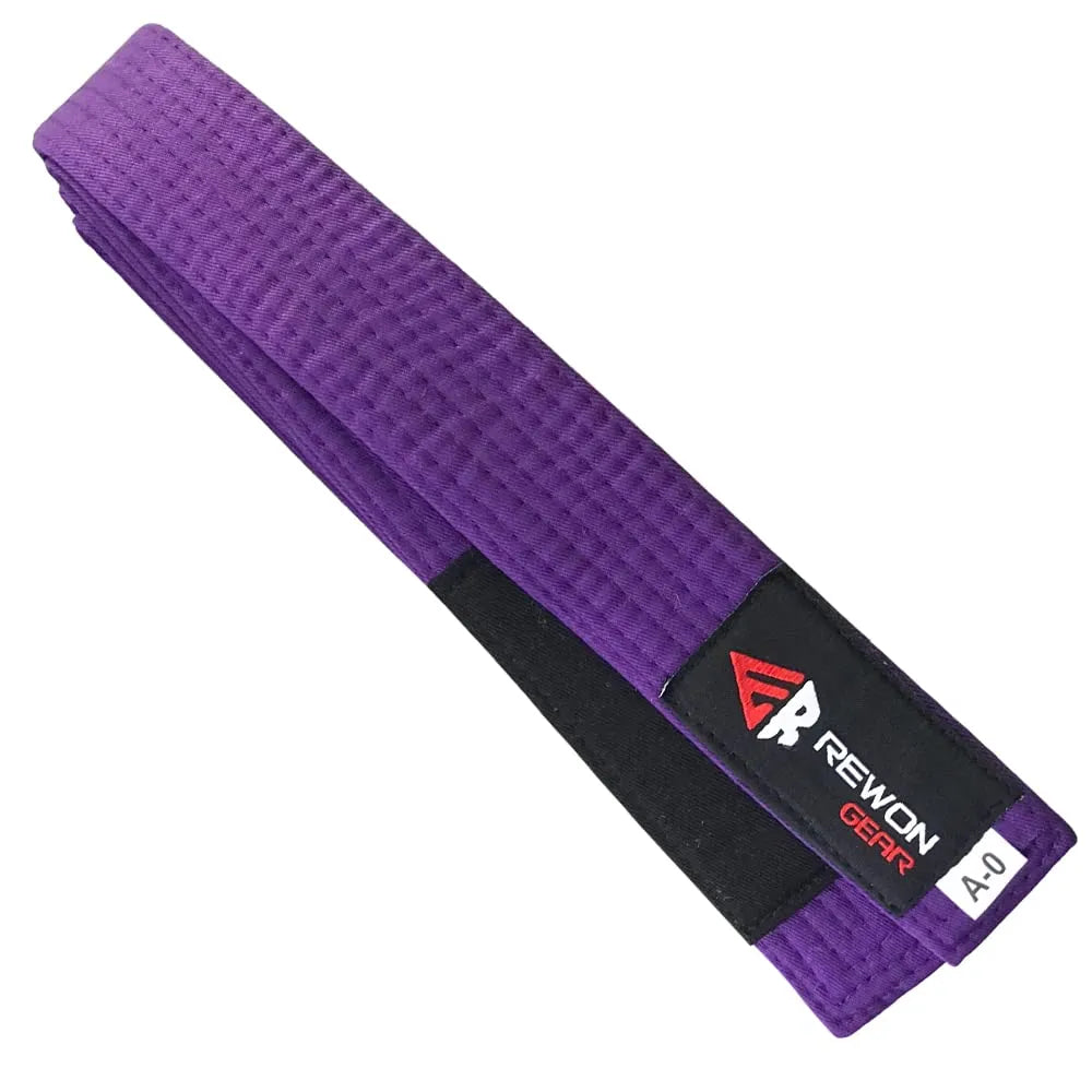 Rewon Brazilian Jiu Jitsu Purple Belt - Durable, Multicolor BJJ Gear for Enhanced Performance in Training and Competition.