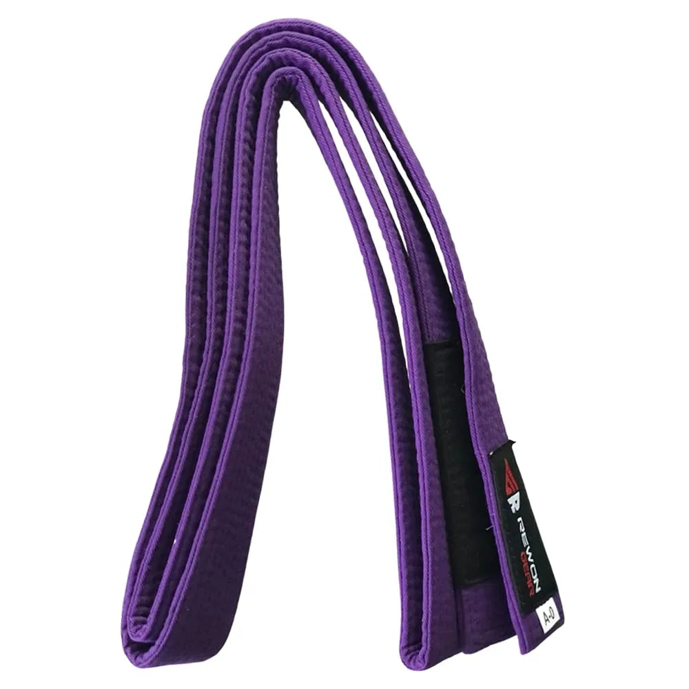 Rewon Brazilian Jiu Jitsu purple belt for BJJ with durable design, ideal for training and competition.